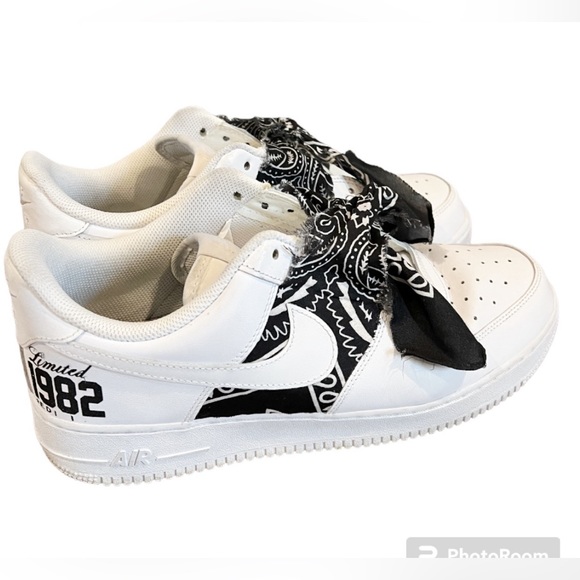 Nike Other - Nike Air Force 1 Custom Limited Edition Black & White Bandana Sneakers S…